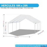 King Canopy Hercules 18-Feet by 20-Feet, 2-Inch Hammertone Steel Frame w/Buttons, 8-Leg, Carport, White King Canopy