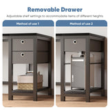 DUMOS Computer Desk with 2 Drawers, 48x24 Inch Office Desks with Shelf, Gaming Work Study Vanity Table with Storage 2-Tier Drawer for Living Room Bedroom Small Spaces,Dark DUMOS