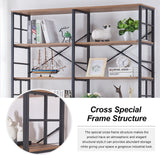 HOMISSUE 84" Industrial Double Wide 7-Tier Bookshelf in Rustic Brown HOMISSUE