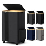 BlissTotes 75L Laundry Basket Slim Laundry Hamper with Wheels Lid, Collapsible Laundry Hampers, Laundry Bin, Clothes Hamper Basket with Internal Support & Handles for Bathroom, Bedroom (Gray) BlissTotes