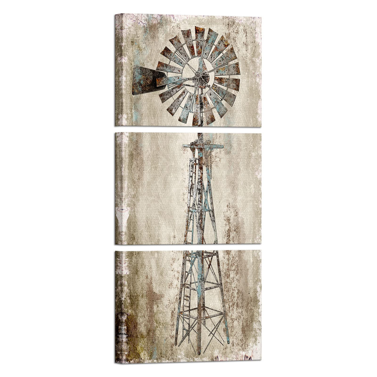 Kalormore Rustic Farmhouse Style Rusty Windmill Picture Canvas Prints ...