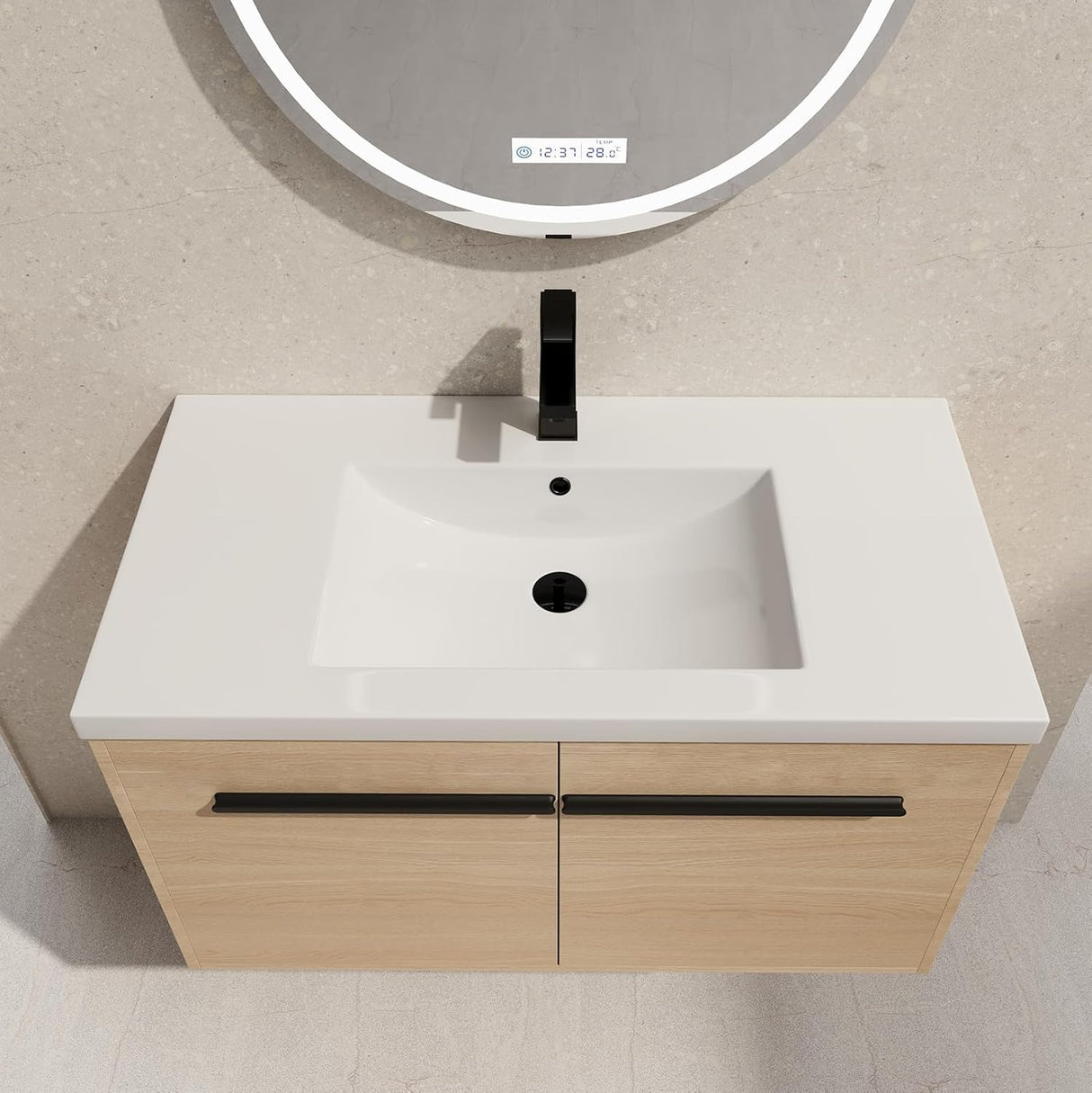 Beyondnext 36" Bathroom Vanity with Sink, 36 Inch Floating Bathroom Vanity, Single Sink Bathroom Vanity Combo, Modern Bathroom Vanity, Brown Wall Mounted Cabinet Set Beyondnext