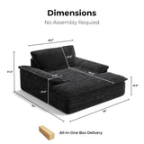 LIKIMIO 59'' Oversized Chaise Lounge Chair Indoor, Upholstered Sofa Bed with Thick Cushion and Armrests, Sleeper Chair - Plush Corduroy Chair Bed for Living Room, Bedroom (Black) LIKIMIO