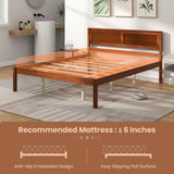 Giantex Wood Queen Platform Bed with Headboard, Mid Century Solid Wood Bed Frame with Wood Slat Support, Wooden Mattress Foundation with 12" Under Giantex