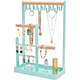 ProCase Jewelry Organizer Stand Necklace Holder, 4-Tier Jewelry Tower Rack with Earring Tray, 10 Hooks Necklaces Hanging Small Jewelry Display Storage Tree for Bracelets Earrings Rings Watches -Blue ProCase
