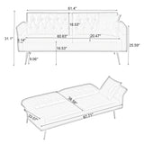 Ball & Cast 61.4"/67.71" Faux Leather Upholstered Sleeper Sofa Bed,Convertible Loveseat Couch w/Pillow&Adjustable Arm&Back,Button Tufted Modern Futon Daybed for Apartment Office,White Ball & Cast