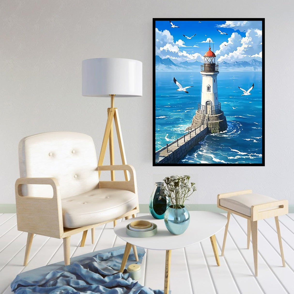 CHWGLFGG 5D Diamond Art Kits for Adults Beginners, Seascape Lighthouse Diamond Painting Kits, DIY Full Round Drill Paint by Diamonds Dot Gem Art for Adults, Home Wall Decor 12x16 Inch CHWGLFGG