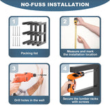 Ultrawall Lumber Storage Rack Wall Mount Wood Storage Racks, Metal Wood Organizer Racks for Shed, Workshop, Garage, Holds Up 220 LBS Per Level (Pack of 4, Black) Ultrawall