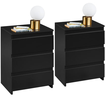 Yaheetech Wood Nightstands Set of 2, Bedside Tables with 3 Drawers, Cabinet Units Accent Tables with Storage Space for Bedroom/Small Space, Black - WoodArtSupply