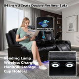 SIENWIEY Power Recliner Sofa Set with LED Lights for Living Room Furniture Set, Black Leather Reclining Couch Set, Recliner Couch with USB Port and Cup Holders,Sofa+Loveseat+Chair SIENWIEY
