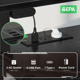 Rolanstar Corner Desk, 44.5" W x 34.5" H Small Computer Desk with Power Outlets, Gaming Desk with LED Lights, Triangle Corner Desk with Keyboard Tray & Monitor Stand for Small Space, Black Rolanstar