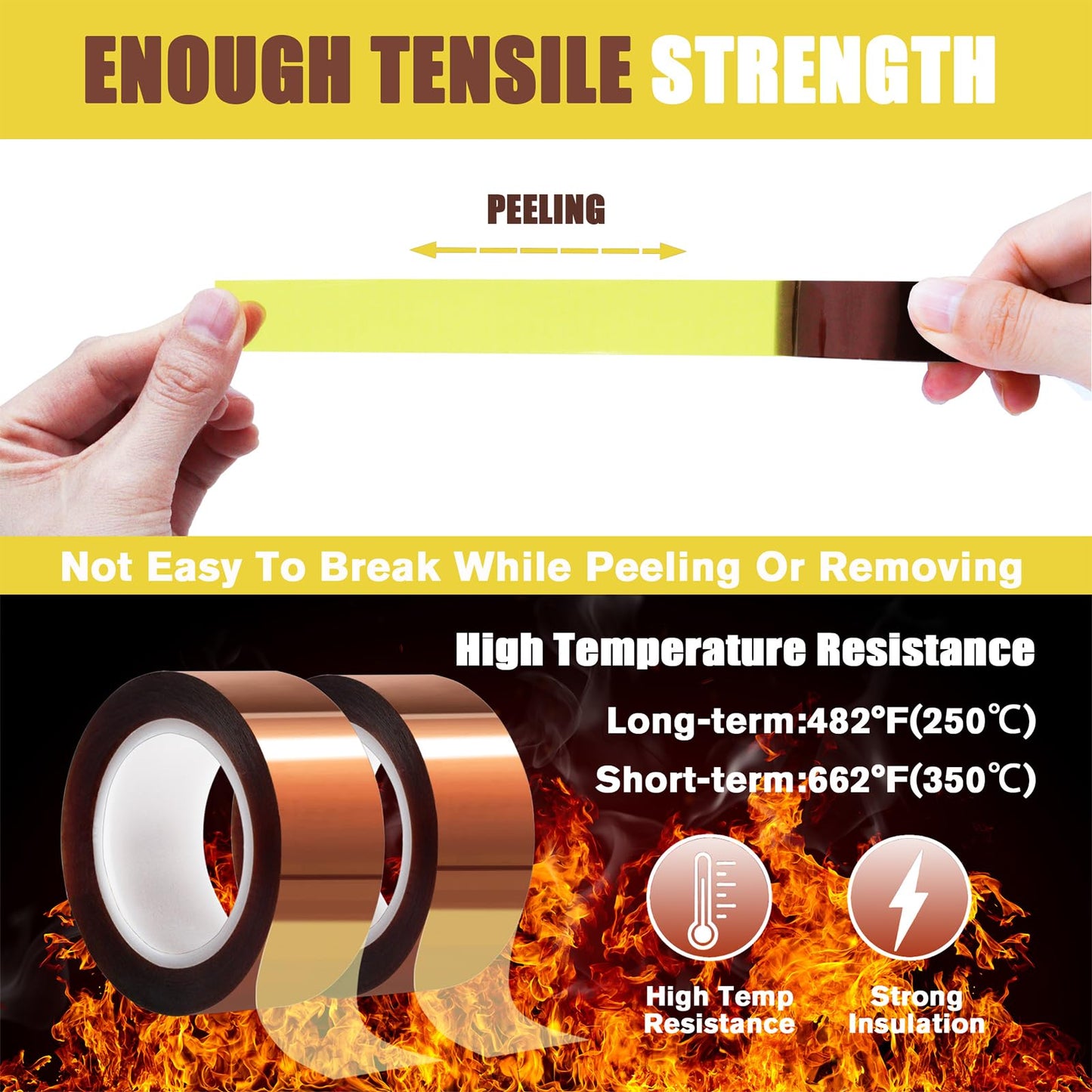 MEBMIK 2 Rolls 20mm x16m(52FT) Heat Tape High Temperature Heat Resistant Tape Heat Transfer Tape for Heat Sublimation Press Vinyl,No Residue