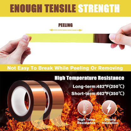 MEBMIK 2 Rolls 20mm x16m(52FT) Heat Tape High Temperature Heat Resistant Tape Heat Transfer Tape for Heat Sublimation Press Vinyl,No Residue