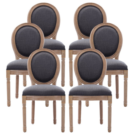 Nrizc French Country Dining Chairs Set of 6, Farmhouse Dining Chairs, Wood Round Back Dining Room Chair for Dining Room/Living Room/Bedroom Nrizc