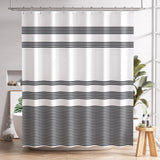 AmazerBath Shower Curtain, Washable Cloth Black Shower Curtain Sets with 12 Shower Curtain Hooks, Fabric Rustic Black and White Striped Shower Curtain, Farmhouse Bathroom Shower Curtain, 72x72 Inches AmazerBath