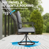 LEVELEVE 5 Piece Outdoor Patio Dining Set with 4 Swivel Dining Chairs & 1 Large Square Dining Table,Bistro Furniture Set for Lawn, Garden, Deck, Backyard and Porch LEVELEVE