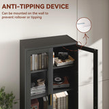 Kubohogar 71" Metal Display Cabinet with Glass Doors, Locking Curio Cabinets with 4 Adjustable Shelves, Glass Display Case for Collectibles, Metal Storage Cabinet Kubohogar