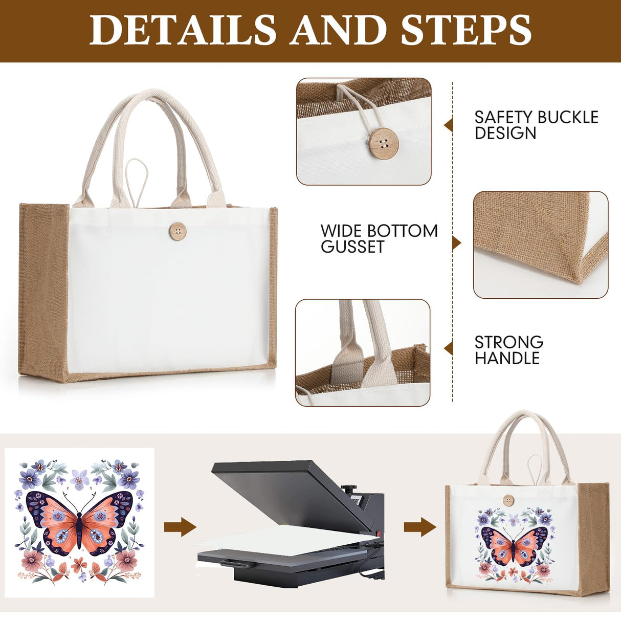 Bulyoou 12 Pcs Sublimation Blank Tote Bags and Makeup Bags Set, Reusable Canvas Polyester Tote Bags for DIY Craft Burlap Gift Bags Makeup Pouches Cosmetic Bags for Women Shopping Grocery Bridesmaids Bulyoou