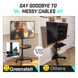GREENSTELL TV Stand with Power Outlet, Mobile TV Cart on Wheels for 23-60 inch LED LCD Flat Curved Panel Screen TVs, up to 88 lbs, Height Adjustable Rolling TV Stand with AV Shelf, Max VESA 400x400mm GREENSTELL