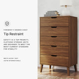 Signature Design by Ashley Fordmont Mid-Century Modern 5 Drawer Chest with Safety Stop for Bedroom, Dark Brown Signature Design by Ashley