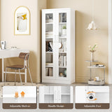 Yizosh Display Cabinet with Glass Doors, 5-Tier Curio Cabinet with 4 Adjustable Shelves, 67" Display Case for Home, Living Room, Assemble Required (White) Yizosh