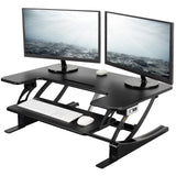 VIVO 36 inch Electric Height Adjustable Stand Up Desk Converter, VE Series, Sit to Stand Tabletop Dual Monitor Riser with USB Port, Black, DESK-V000VE VIVO