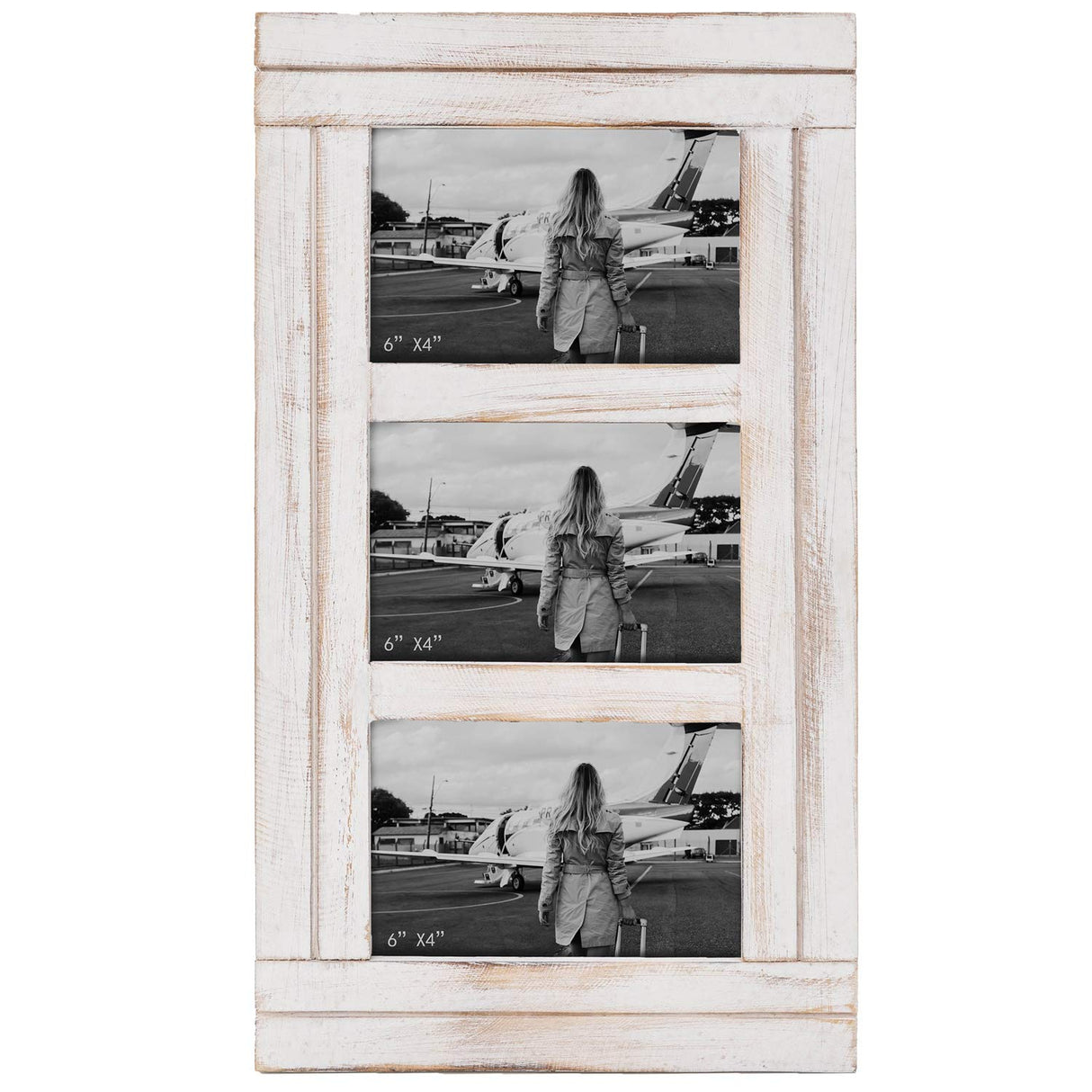 RiteSune 3 Picture Frames 4x6 for Wall, Photo Collage Frame Present for Birthday, Rustic Photo Frames for Home Wall Decor（White RiteSune