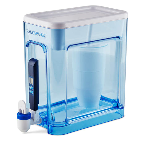 ZeroWater 22-Cup Ready-Read 5-Stage Water Filter Pitcher Dispenser with 5-Stage 0 TDS Zero Water Filter – IAPMO Certified to Reduce Metals, Chlorine, Lead, Chromium, and Forever Chemicals PFOA/PFOS ZeroWater