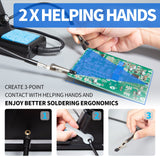 YIHUA 926 III 60W Digital Display Soldering Iron Station Kit w 2 Helping Hands, 6 Extra Iron Tips, Lead-Free Solder, Solder Sucker, S/S Tweezers, °C/ºF Conversion, Auto Sleep & Calibration Support YIHUA