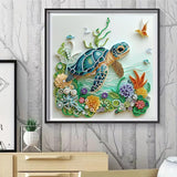 Sea Turtle Animal Diamond Painting Kits for Adults Beginner,DIY Special Shape Diamond Art Kits for Flower,Diamond Gem Art Crystal Rhinestones Painting Crafts Kits for Home Wall Decor 13.8 X 13.8Inch ZQEATRY