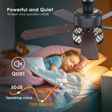 Danilong 42" Ceiling Fans with Lights and Remote, Retro Low Profile Flush Mount Ceiling Fans with Crystal Cage, 6 Speeds Reversible Dual Finish Wooden Blades Fandelier for Kitchen Bedroom Dining Room Dannilong