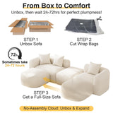 OUYESSIR Modern Oversized Curved Sectional Sofa for Living Room, 119" Luxury Plush Chenille Convertible Modular Sectional Sofas with Ottoman,Minimalist L-Shape Curved Cloud Couch, Cream White OUYESSIR