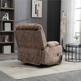 Recliner Lift Chairs for Elderly, 180 Degrees Lay Flat Recliner Chair with Heat and Massage and Cup Holder for Adults 400 lb Capacity (Brown Velvet) LITVZ