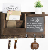 Ziivita Key Holder for Wall - Mail Holder Organizer Wall Mount with Shelf - Rustic Hanging Key Rack Hanger with Hooks Decorative for Home Letter Dog Leash Entryway Farmhouse Living Room Decor Ziivita
