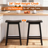 PayLessHere Bar Stools Set of 2, Wooden Saddle Stools 24 Inch Heigh, Bar Chairs Seat with Footrests and Industrial, Kitchen Counter Stools for Restaurant, Bistro Bar and Home Dining PayLessHere