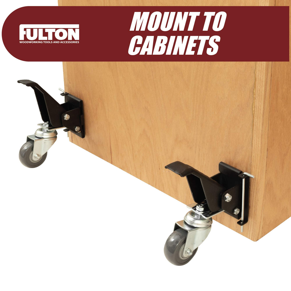 Workbench Caster kit 4 Heavy Duty Retractable Casters with 4 Pin Lock Quick Release Mounting Plates to Quickly Attach/Remove or Switch Casters from a Workbench to a Cabinet, Stand or a Machine. Peachtree Woodworking Supply