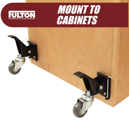 Workbench Caster kit 4 Heavy Duty Retractable Casters with 4 Pin Lock Quick Release Mounting Plates to Quickly Attach/Remove or Switch Casters from a Workbench to a Cabinet, Stand or a Machine.