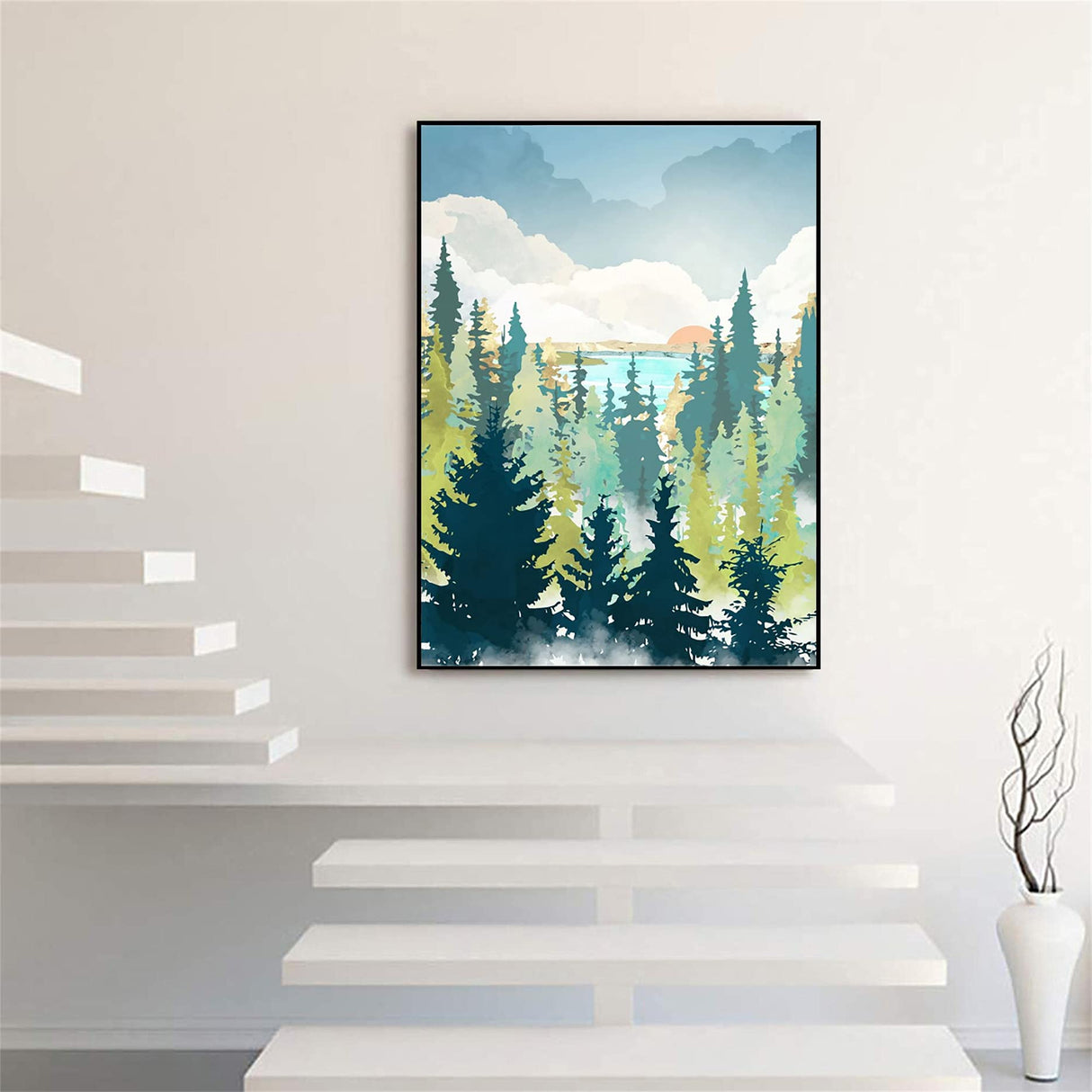 Hestarcul 5D Diamond Painting Scenery Kit,Diamond Art Kits for Adults,Abstract Landscape Paint with Diamonds Round for Gift,Wall Decor(12x16) (Forest) Hestarcul