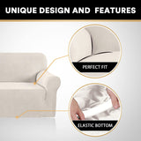 PrinceDeco Stretch Loveseat Sofa Cover Slipcover Couch Cover for 2 Cushion Sofa Washable Sofa Cover for Pets Friendly Furniture Protector Covers with Non Slip Bottom(Loveseat, Ivory) PrinceDeco