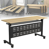 Folding Conference Table, Foldable Conference Rooms Training Rooms Flip Top Mobile Training Table, With Caster Wheels Long Seminar Table for Meeting Room, Rectangular Modular Conference Room Table AKFJOSGE