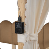 Polibi Twin Size Extended Bed with Arched Canopy, Trundle and Light Strip, Wooden Canopy Bed with Whiteboard (Natural) Polibi