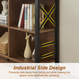 HOMBAZAAR Cube Storage Organizer Shelf, Industrial Horizontal Bookshelf with 6 Cubes, Rustic Low Cubby Bookcase with 3 Shelves, Short Wide Book Case for Office,Living Room,Apartment,Brown HOMBAZAAR