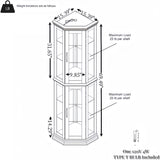 XZTUAJ 69" H Corner Curio Cabinet with Light,3-Side Glass Corner Display Case with Adjustable Shelves & Tempered Glass Doors,Curved Wooden Showcase Corner Storage Rack for Living Room & Kitchen (Oak) XZTUAJ