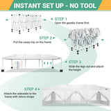 COBIZI 10x30 Pop Up Canopy Tent for Parties with 8 Sidewalls Waterproof Commercial Instant Canopy 10x30 Party Tent for Backyard, Wedding Portable Outdoor Gazebo with Carrybag&4 Sandbags(White COBIZI