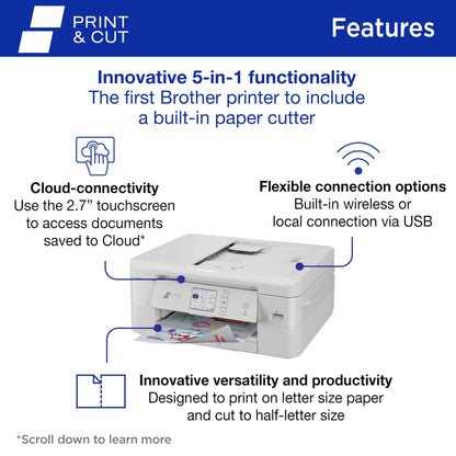 Brother Print & Cut MFC-J1800DW Wireless Color All-in-One Inkjet Printer with Automatic Paper Cutter | Includes 4 Month Refresh Subscription Trial(1), Amazon Dash Replenishment Ready