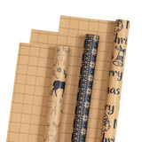 RUSPEPA Christmas Wrapping Paper Rolls - Mini Roll - 17 inches x 10 feet per Roll, Total of 3 Rolls - Reindeer and Snowflake RUSPEPA