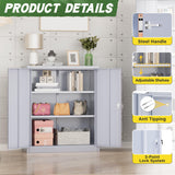 Greenvelly Metal Storage Cabinet,42" Lockable Storage Cabinet with Doors and Adjustable Shelves, Locking File Cabinet for Garage,Home,School,Pantry(Dark Grey) Greenvelly