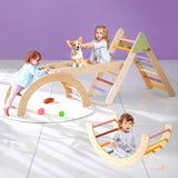 Pikler Triangle Set 7in1 Montessori Climbing Set, Foldable Climbing Toys for Toddlers 1-3 Inside, Wooden Pikler Triangle Climbing Set with Arch&Ramp&Ladder, Pickler-3 Piece Baby Climbing Gym Indoor Takeeyce