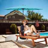 HealSmart 9' Outdoor Patio Umbrella, Market Table Umbrella with 8 Sturdy Ribs, Push Button Tilt and Crank for Garden, Yard, Pool, Turquoise HealSmart