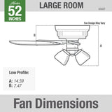 Hunter Fan Company Indoor 53327 52" Builder Low Profile Ceiling Fan with Light, 52 inch, New Bronze finish Hunter